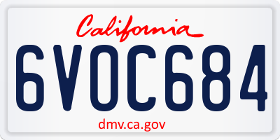 CA license plate 6VOC684