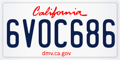 CA license plate 6VOC686
