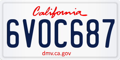 CA license plate 6VOC687