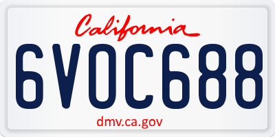 CA license plate 6VOC688