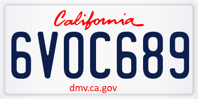 CA license plate 6VOC689