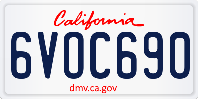 CA license plate 6VOC690