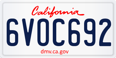 CA license plate 6VOC692