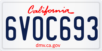CA license plate 6VOC693
