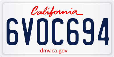 CA license plate 6VOC694