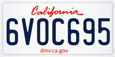 CA license plate 6VOC695