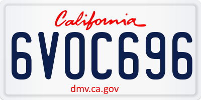 CA license plate 6VOC696
