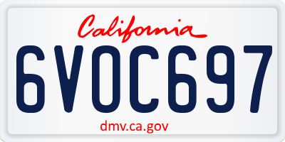 CA license plate 6VOC697
