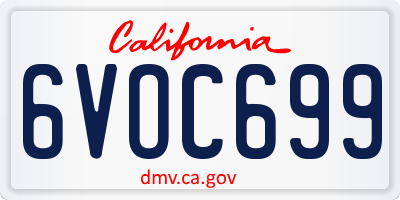 CA license plate 6VOC699
