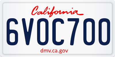 CA license plate 6VOC700