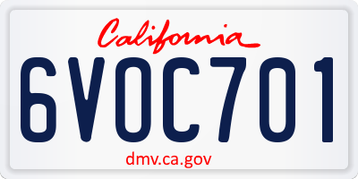CA license plate 6VOC701