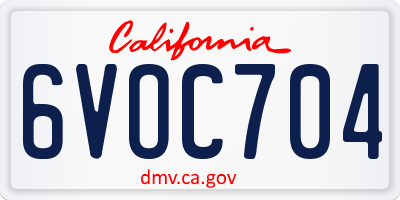 CA license plate 6VOC704