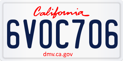 CA license plate 6VOC706