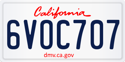 CA license plate 6VOC707