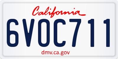 CA license plate 6VOC711