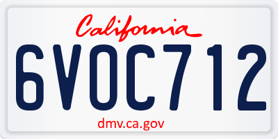 CA license plate 6VOC712