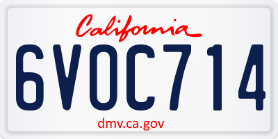 CA license plate 6VOC714