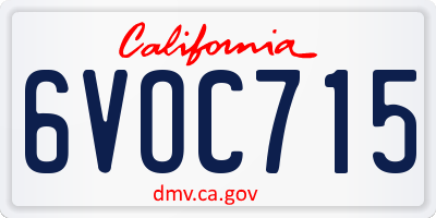 CA license plate 6VOC715