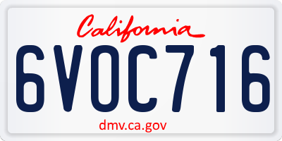 CA license plate 6VOC716