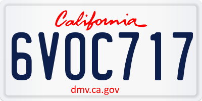 CA license plate 6VOC717