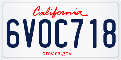CA license plate 6VOC718