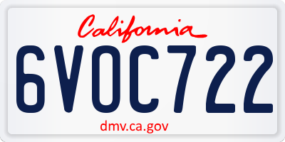 CA license plate 6VOC722