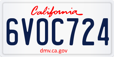 CA license plate 6VOC724