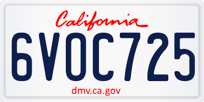 CA license plate 6VOC725