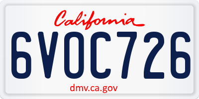 CA license plate 6VOC726