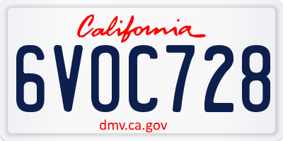 CA license plate 6VOC728