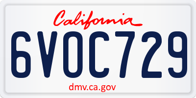 CA license plate 6VOC729