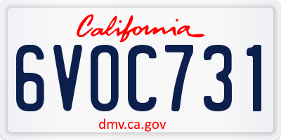 CA license plate 6VOC731