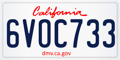 CA license plate 6VOC733