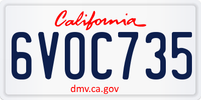 CA license plate 6VOC735