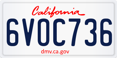 CA license plate 6VOC736