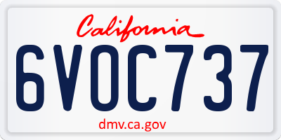 CA license plate 6VOC737