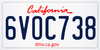 CA license plate 6VOC738