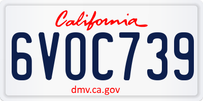 CA license plate 6VOC739