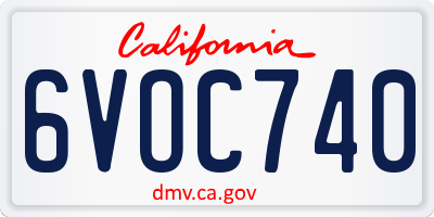 CA license plate 6VOC740