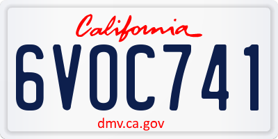 CA license plate 6VOC741