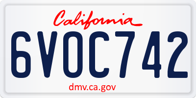 CA license plate 6VOC742