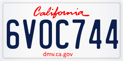 CA license plate 6VOC744