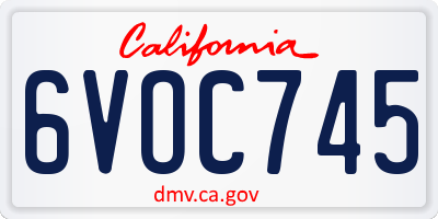 CA license plate 6VOC745