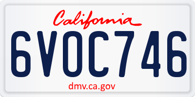 CA license plate 6VOC746