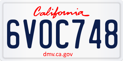 CA license plate 6VOC748
