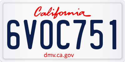 CA license plate 6VOC751