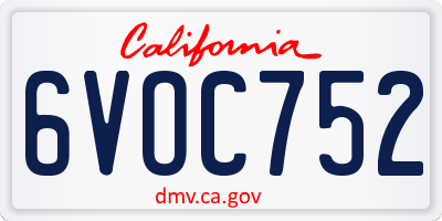 CA license plate 6VOC752
