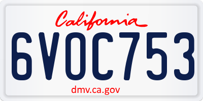 CA license plate 6VOC753