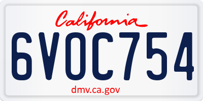 CA license plate 6VOC754