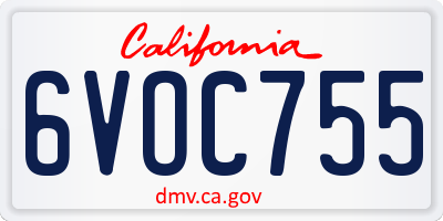 CA license plate 6VOC755